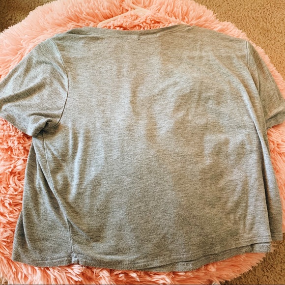 Lounge Gray Cropped Loose V Neck - Picture 6 of 7